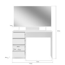 Schminktisch >Emma< (BxHxT: 110x75x48 cm) in weiß/weiß hochglanz