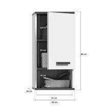 Hängeschrank >Rocket< (BxHxT: 34x68x28 cm) in weiß/anthrazit - 34x68x28 (BxHxT)