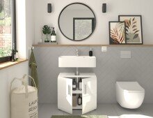 Waschbeckenunterschrank >Ice< (BxHxT: 60x54x32 cm) in weiß/weiß hochglanz