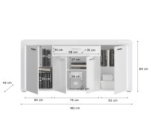 Sideboard >Skylight< (BxHxT: 182x84x42 cm) in weiß/weiß hochglanz