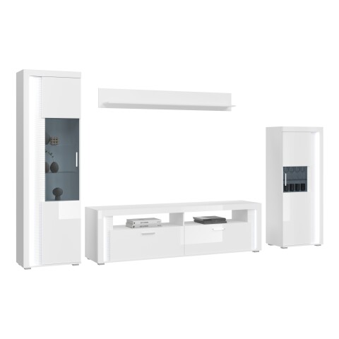 Wohnwand >Skylight< (BxHxT: 351x202x46 cm) in weiß/weiß hochglanz