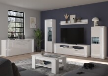 Wohnwand >Skylight< (BxHxT: 351x202x46 cm) in weiß/weiß hochglanz