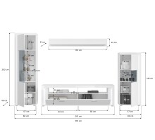 Wohnwand >Skylight< (BxHxT: 351x202x46 cm) in weiß/weiß hochglanz