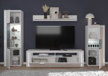 Wohnwand >Skylight< (BxHxT: 351x202x46 cm) in weiß/weiß hochglanz