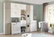 Aufsatzschrank >MULTIRAUMKONZEP< (BxH: 40x40 cm) in WEISS + BETON-NB LICHTGRAU