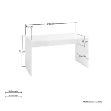 Schreibtisch >DAME< (BxHxT: 140x75x65 cm) in Weiss...