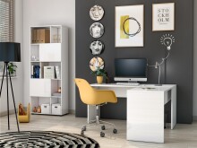 Schreibtisch >DAME< (BxHxT: 140x75x65 cm) in Weiss hlg. - 140x75x65cm (BxHxT)