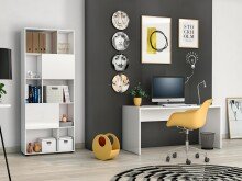 Schreibtisch >DAME< (BxHxT: 140x75x65 cm) in Weiss hlg. - 140x75x65cm (BxHxT)