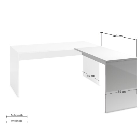 Ansteckplatte >DAME< (BxHxT: 103x75x55 cm) in Weiss hlg. - 103x75x55cm (BxHxT)