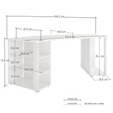 Schreibtisch >PIPPO< (BxHxT: 205x76x90,5 cm) in Schwarz hlg.
