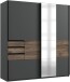 Schwebetürenschrank >BAMBERG< (BxH: 180x198 cm) in GRAPHIT + FLAGSTAFF EICHE NB