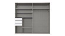 Schwebetürenschrank >BAMBERG< (BxH: 180x198 cm) in WEISS + FLAGSTAFF EICHE NB