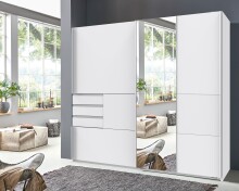 Schwebetürenschrank >BAMBERG< (BxH: 180x198 cm) in WEISS - 180x198cm (BxH)