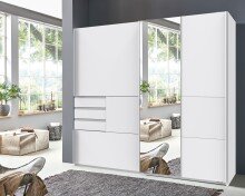 Schwebetürenschrank >BAMBERG< (BxH: 180x198 cm) in WEISS - 180x198cm (BxH)
