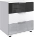 Nachtkommode >MONACO< (BxH: 52x58 cm) in WEISS+ABS. GLAS GREY+GLAS LIGHT GREY
