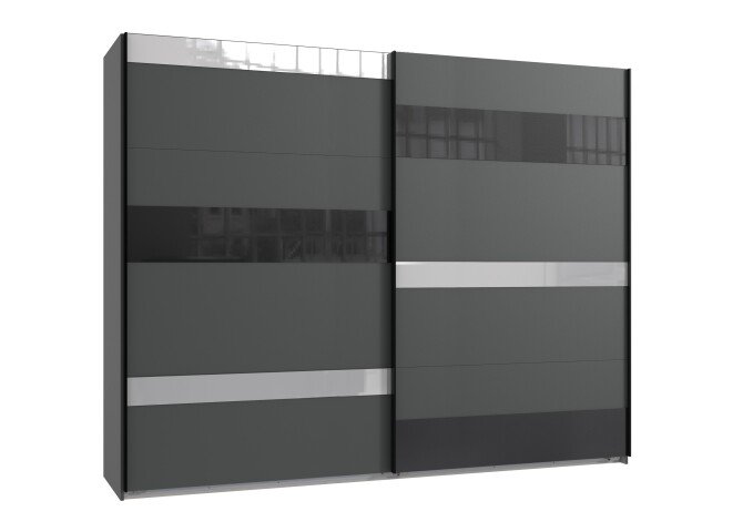 Schwebetürenschrank >MONACO< (BxH: 270x210 cm) GRAPHIT, GLAS SCHWARZ GLAS GREY