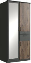 Drehtürenschrank >HENNEF< (BxH: 90x198 cm) in FLAGSTAFF EICHE NB + GRAPHIT