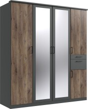 Drehtürenschrank >HENNEF< (BxH: 180x198 cm) in FLAGSTAFF EICHE NB + GRAPHIT