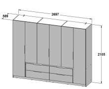 Kleiderschrank >LUANO< (BxHxT: 269,7x210,5x60 cm) in Weiss
