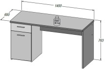 Schreibtisch >NET106< (BxHxT: 140x76,5x60 cm) in Eiche/weiß