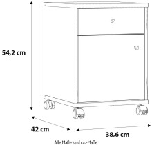 Rollcontainer >TEMPRA2< (BxHxT: 38,6x54,2x42 cm) in Artisan Eiche