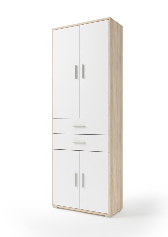 Aktenschrank >Clermont< (BxHxT: 79,1x221,2x35 cm) Sonoma/Eiche mit Absatz weiß
