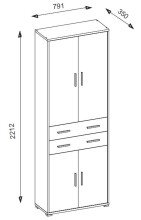 Aktenschrank >Clermont< (BxHxT: 79,1x221,2x35 cm) Sonoma/Eiche mit Absatz weiß
