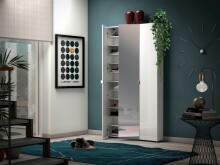 Schuhschrank >SPAZIO< (BxHxT: 110,2x200x18,6 cm) in weiß aus Holzwerkstoff
