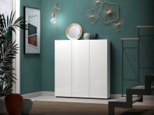 Schuhschrank >SPAZIO< (BxHxT: 110,2x115x18,6 cm) in weiß aus Holzwerkstoff