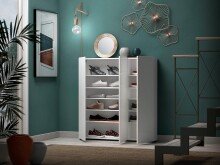 Schuhschrank >SPAZIO< (BxHxT: 110,2x115x18,6 cm) in weiß aus Holzwerkstoff