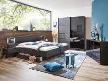 Bettanlage >BARCELONA< (BxH: 289x92 cm) in GRPAHIT + GLAS SCHWARZ - 289x92 (BxH)