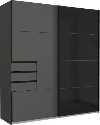 Schwebetürenschrank >MONACO< (BxH: 225x210 cm) GRAPHIT, GLAS SCHWARZ ,  629,95 €