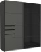 Schwebetürenschrank >BARCELONA< (BxH: 225x208 cm) in GRPAHIT + GLAS SCHWARZ