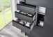 Schwebetürenschrank >BARCELONA< (BxH: 225x208 cm) in GRPAHIT + GLAS SCHWARZ