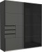 Schwebetürenschrank >BARCELONA< (BxH: 225x208 cm) in GRPAHIT + GLAS SCHWARZ