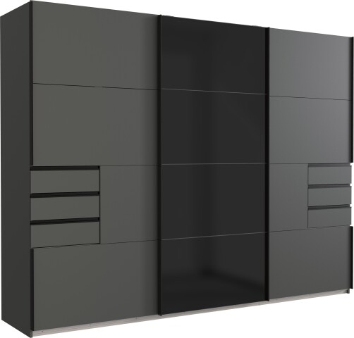 Drehtürenschrank >DANZIG< in GRPAHIT + GLAS SCHWARZ - 270x208x58cm (B,  979,95 €