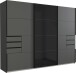 Schwebetürenschrank >BARCELONA< (BxH: 270x208 cm) in GRPAHIT + GLAS SCHWARZ