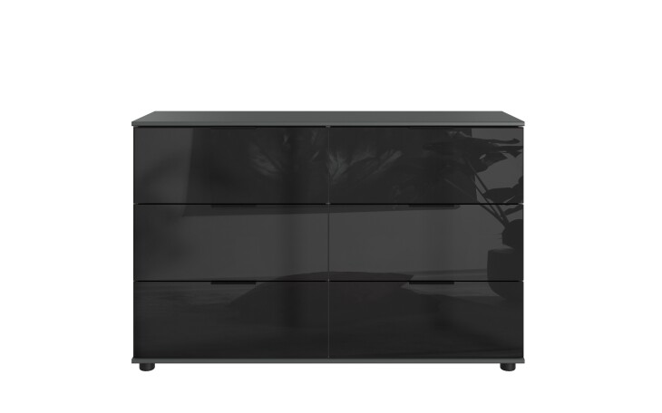 Schubkastenkommode >BARCELONA< (BxH: 130x83 cm) in GRPAHIT + GLAS SCHWARZ