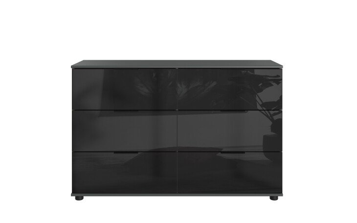 Schubkastenkommode >BARCELONA< (BxH: 130x83 cm) in GRPAHIT + GLAS SCHWARZ