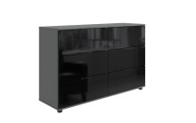 Schubkastenkommode >BARCELONA< (BxH: 130x83 cm) in GRPAHIT + GLAS SCHWARZ
