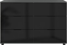 Schubkastenkommode >BARCELONA< (BxH: 130x83 cm) in GRPAHIT + GLAS SCHWARZ