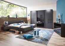 Schubkastenkommode >BARCELONA< (BxH: 130x83 cm) in GRPAHIT + GLAS SCHWARZ