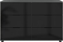 Schubkastenkommode >BARCELONA< (BxH: 130x83 cm) in GRPAHIT + GLAS SCHWARZ