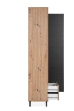 Standvitrine >Medan< (BxHxT: 92x198x40 cm) in Artisan Oak / Anthrazit