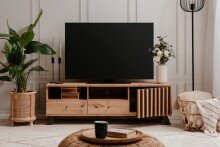TV-Board >Medan< (BxHxT: 138x44x40 cm) in Artisan Oak / Anthrazit
