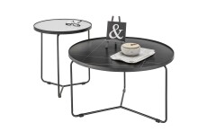 Wohnzimmertisch >Daniele< (DxH: 80x45 cm) in schwarz und weiß Keramik