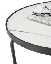 Wohnzimmertisch >Daniele< (DxH: 80x45 cm) in schwarz und weiß Keramik