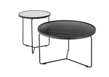 Wohnzimmertisch >Daniele< (DxH: 80x45 cm) in schwarz und weiß Keramik
