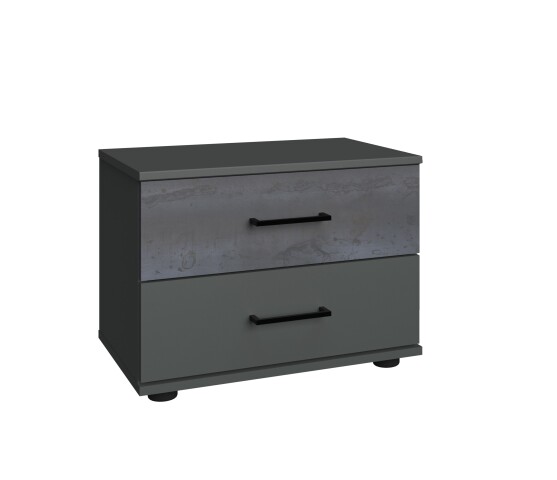 Nachtschrank >KOPENHAGEN< (BxHxT: 52x40x38 cm) in GRAPHIT + DIGI STEEL OPTIK
