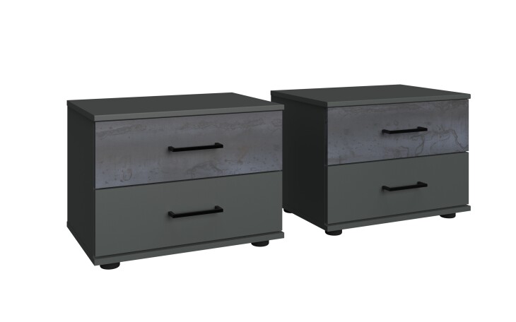 Nachtschrank >KOPENHAGEN< (BxHxT: 104x40x38 cm) in GRAPHIT + DIGI STEEL OPTIK